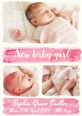 Paint A Picture New Baby Girl Photo Upload Card