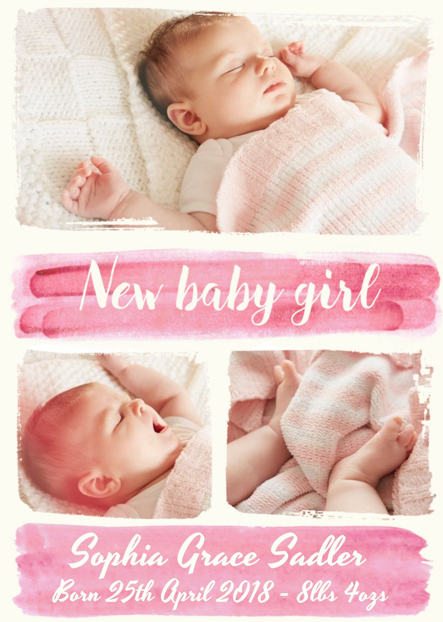 Moonpig Paint A Picture New Baby Girl Photo Upload Card, Large