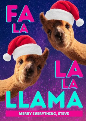 Funny Fa La La La Llama Merry Everything Christmas Card