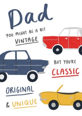 Funny Illustrated Vintage Car Birthday Card