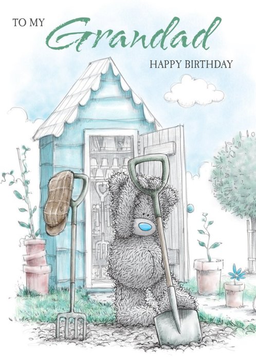 CuteTatty Teddy Happy Birthday Card - Grandad