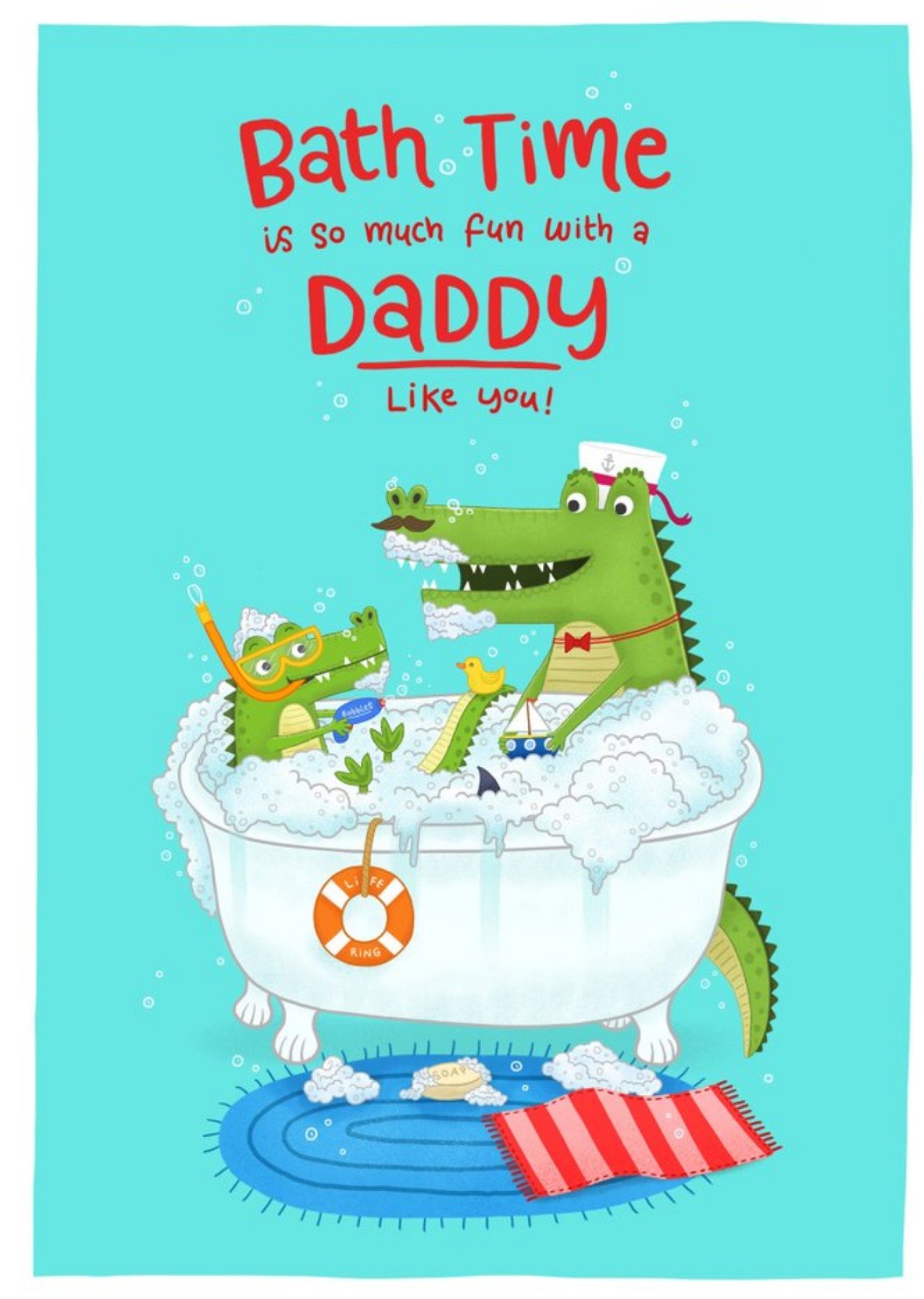 Blue Kiwi Illustration Crocodile Alligator Funny Love Father's Day Card Ecard