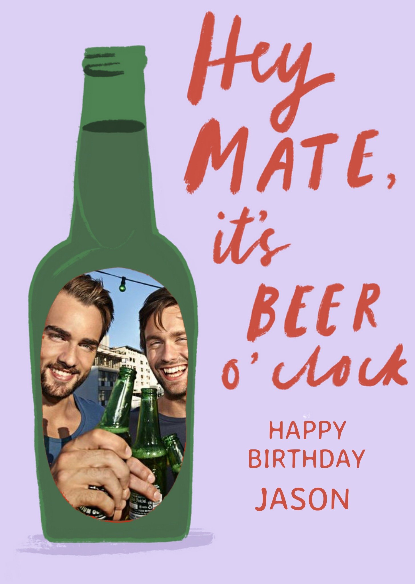 Illustration Of A Bottle Of Beer With A Photo Frame For A Label Photo Upload Birthday Card Ecard