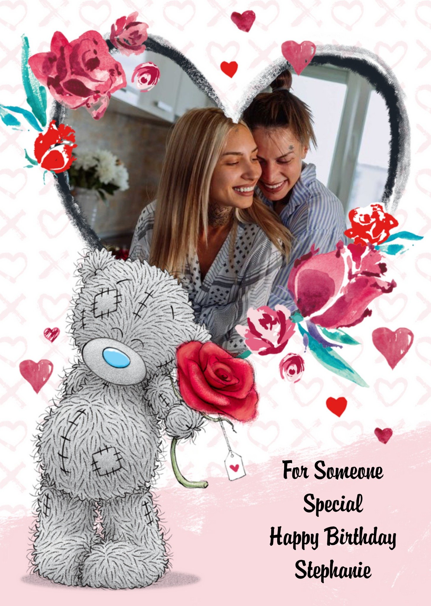Me To You Cute Tatty Teddy Someone Special Birthday Heart Photo Upload Card, Large