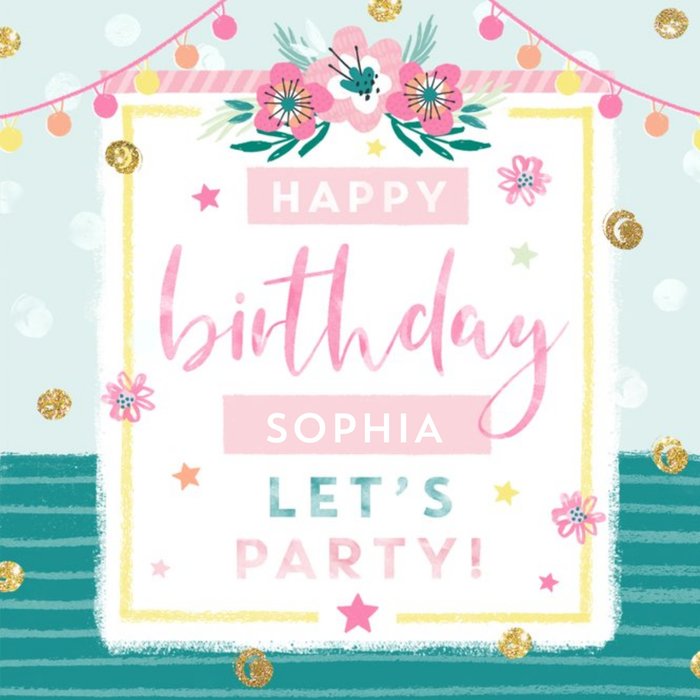 Let's Party Bohemian Birthday Card