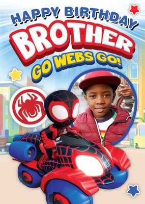 Spidey and Amazing Friends Brother Go Webs Go Photo Upload Birthday Card