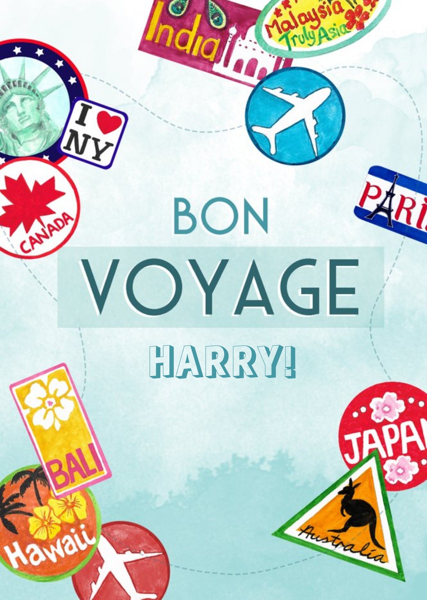 Bon Voyage Travelling Stickers Card Ecard