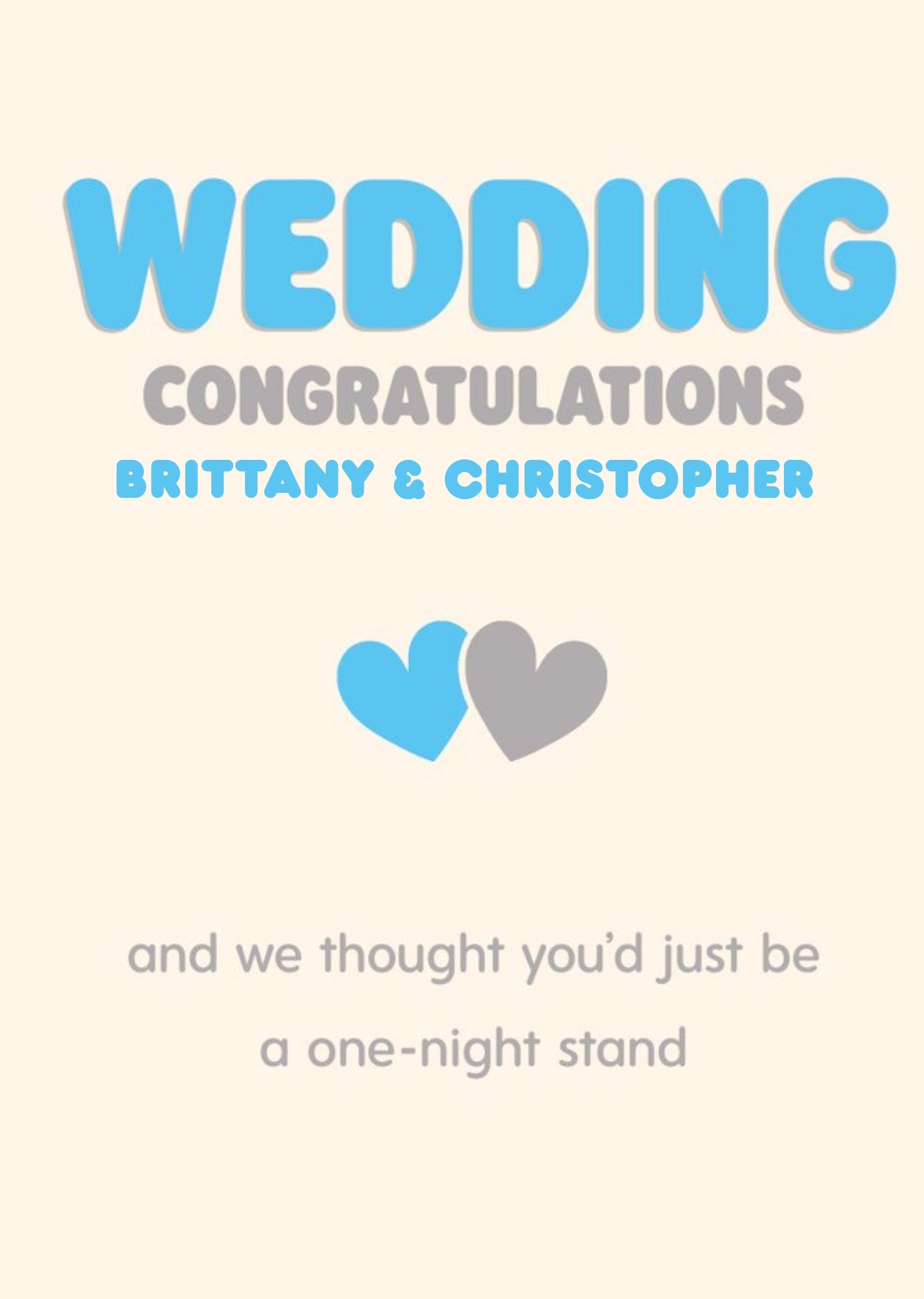 Moonpig Typographic Humorous Editable Wedding Card, Large