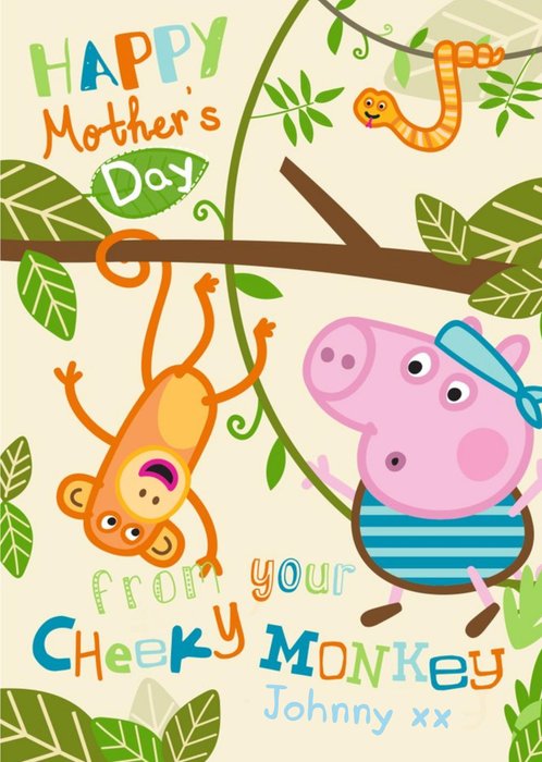 Peppa Pig Cheeky Monkey Personalised Mothers Day Card