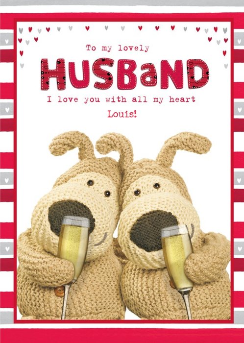 Cute Boofle And Champagne Toasts To My Husband Valentine's Day Card ...