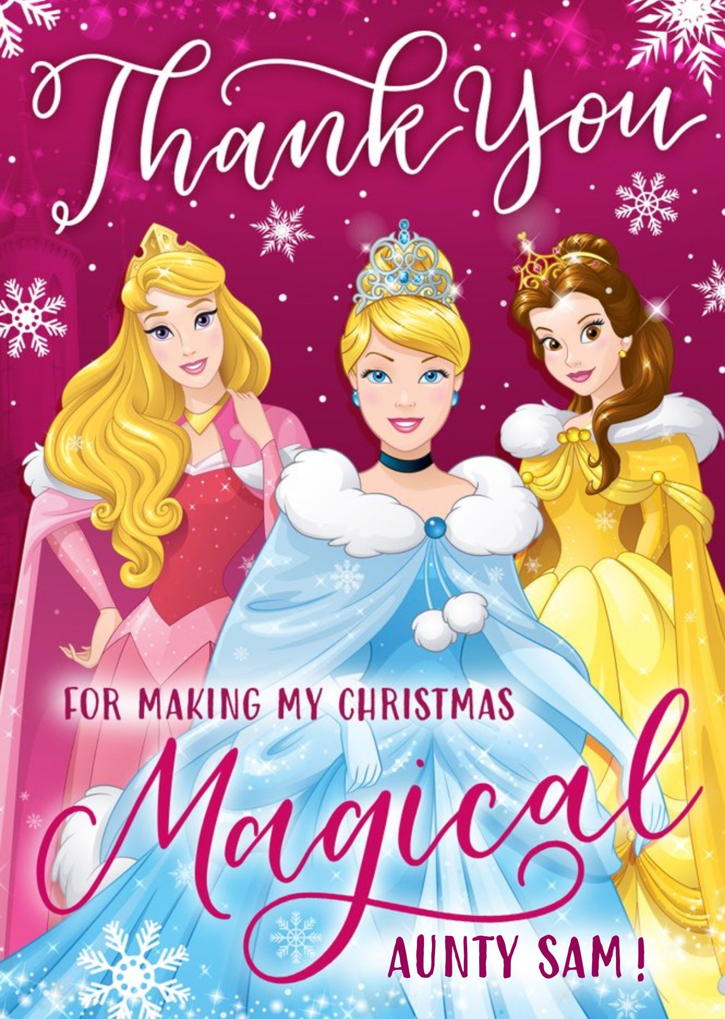 Disney Princesses Disney Princess Trio Christmas Thank You Personalised Card, Large