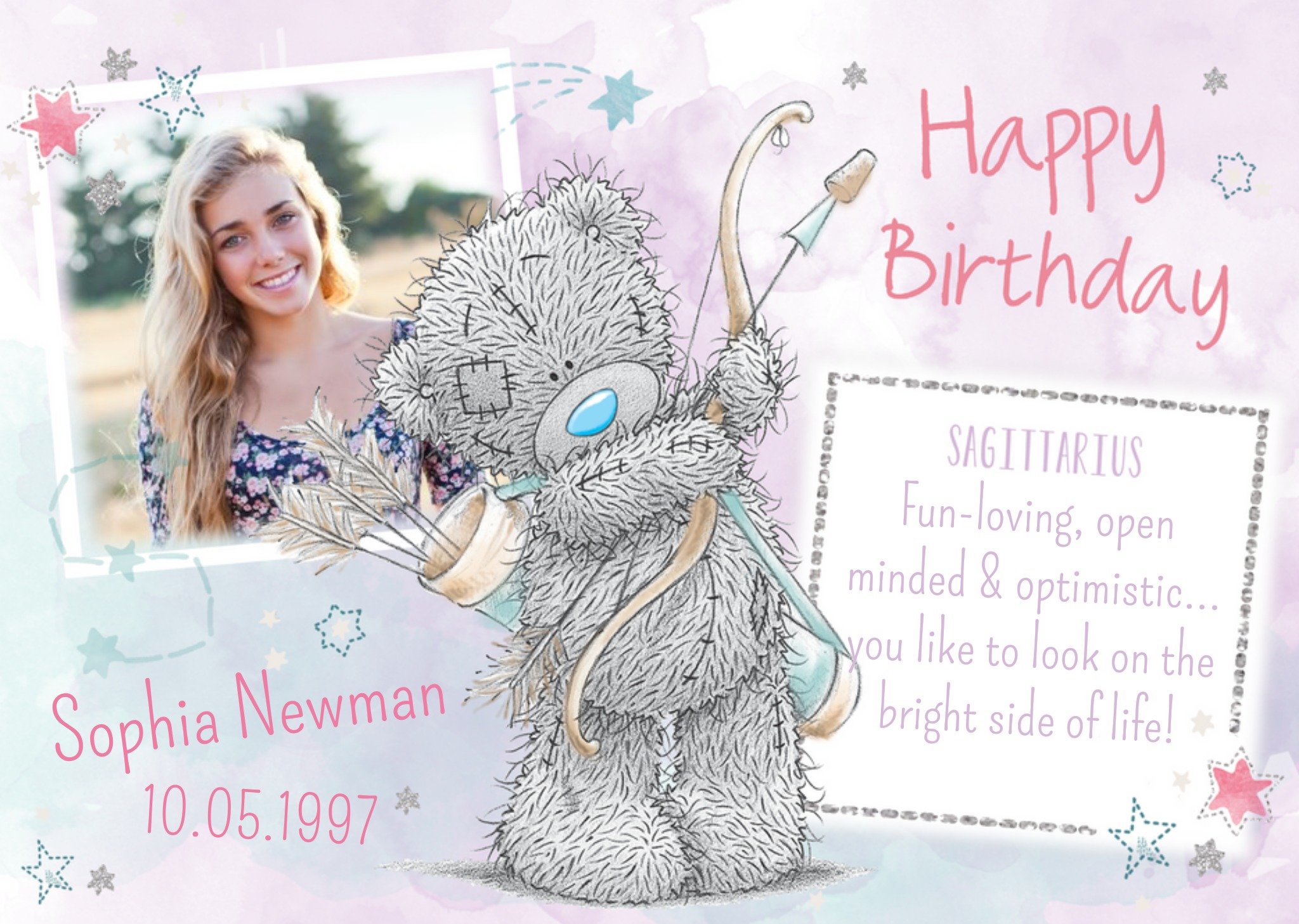 Me To You Tatty Teddy Sagittarius Zodiac Happy Birthday Photo Card Ecard