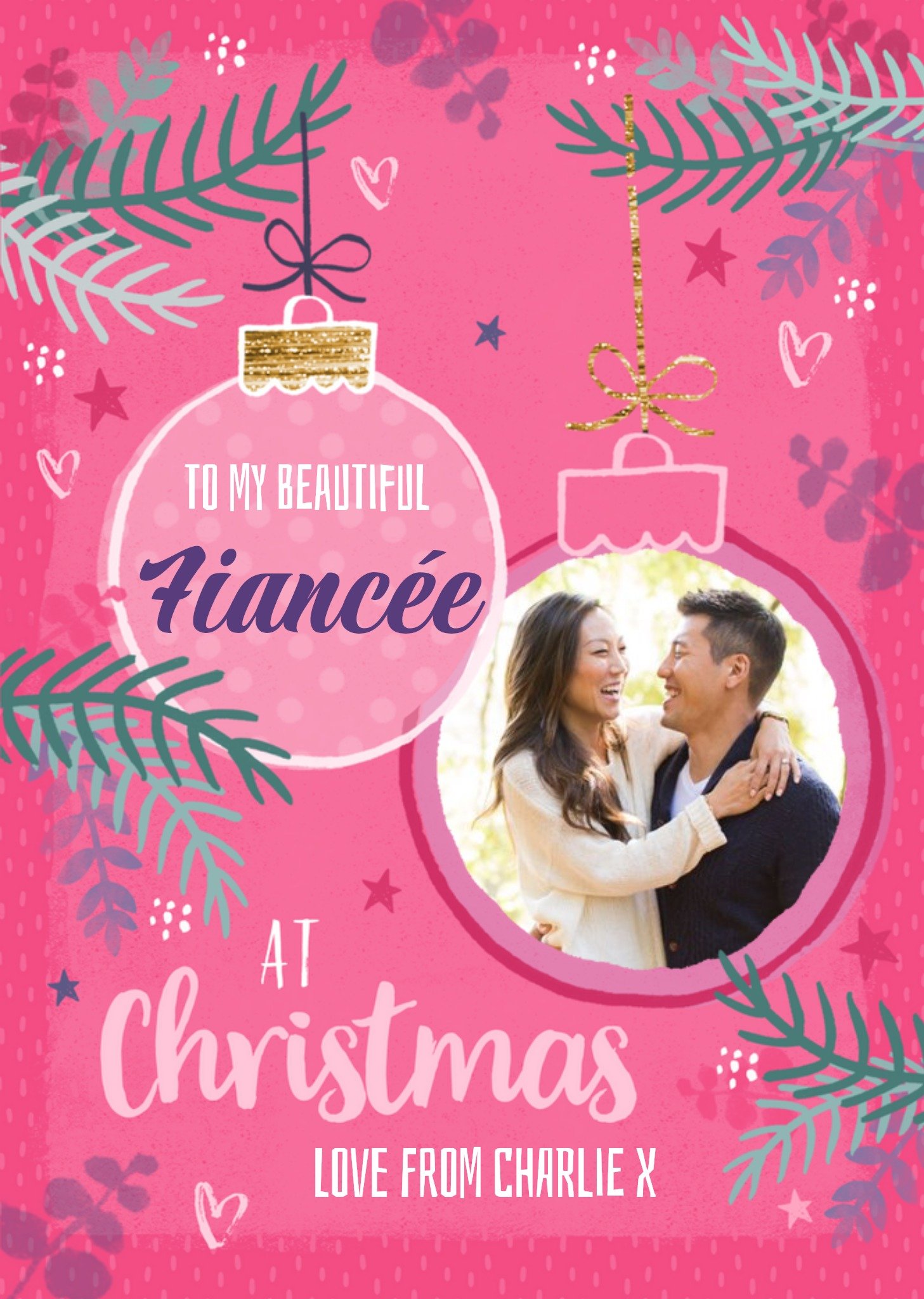 Moonpig Studio Sundae To My Beautiful Fiancee Photo Upload Christmas Card Ecard