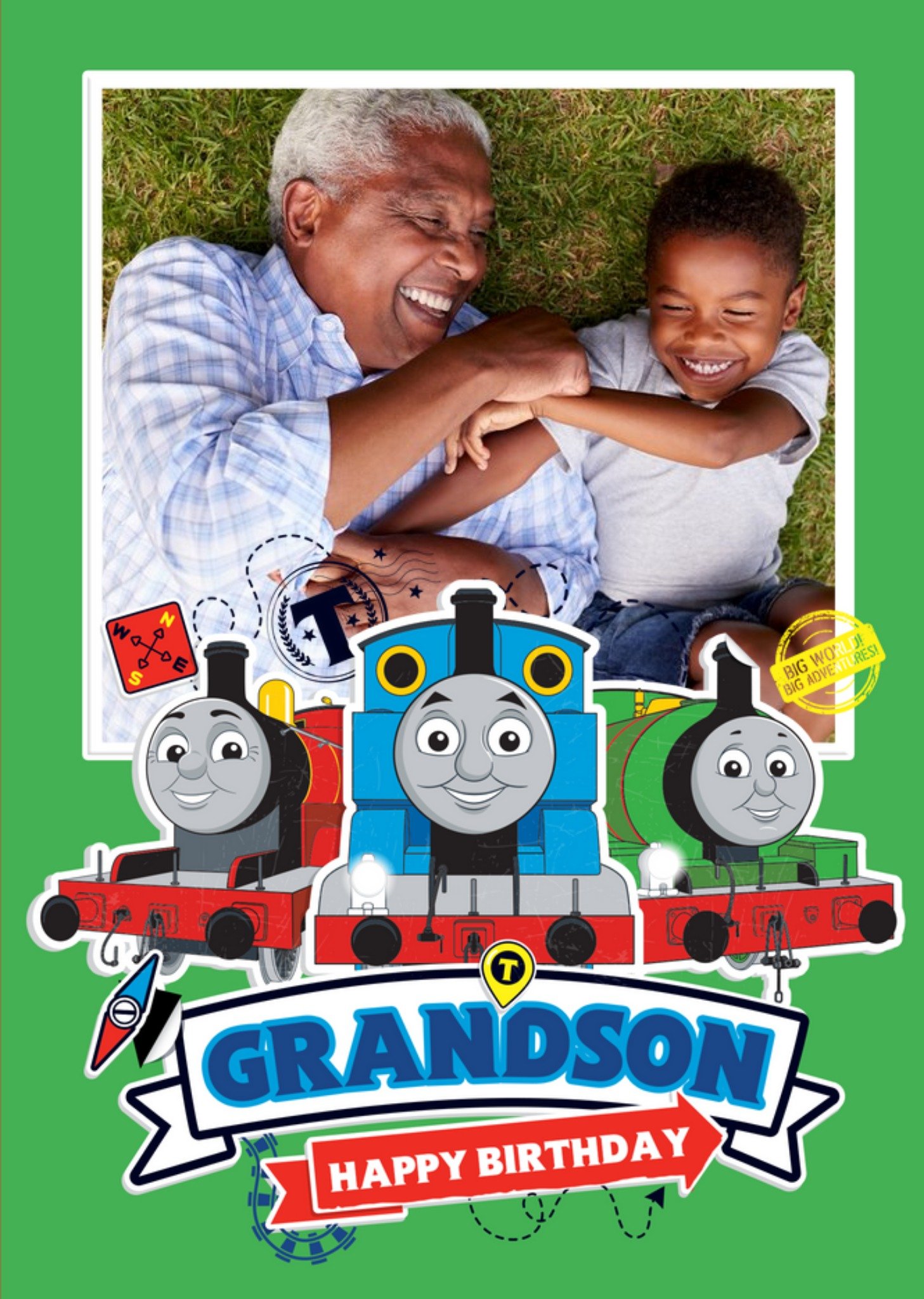 Thomas & Friends Thomas And Friends Grandson Photo Upload Birthday Card, Large