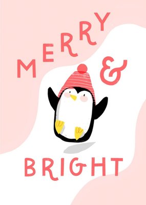 Merry And Bright Penguin Christmas Card