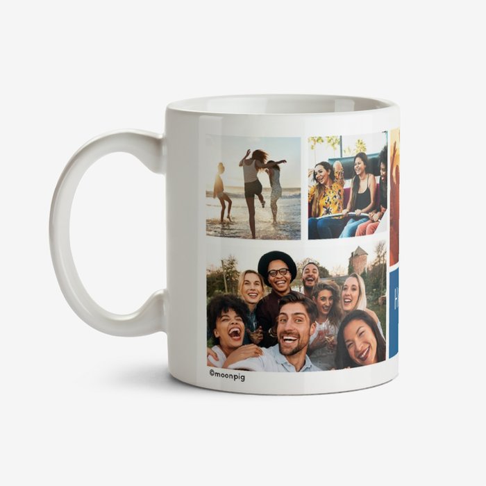 Six Picture Photo Upload and Personalised Text Mug | Moonpig