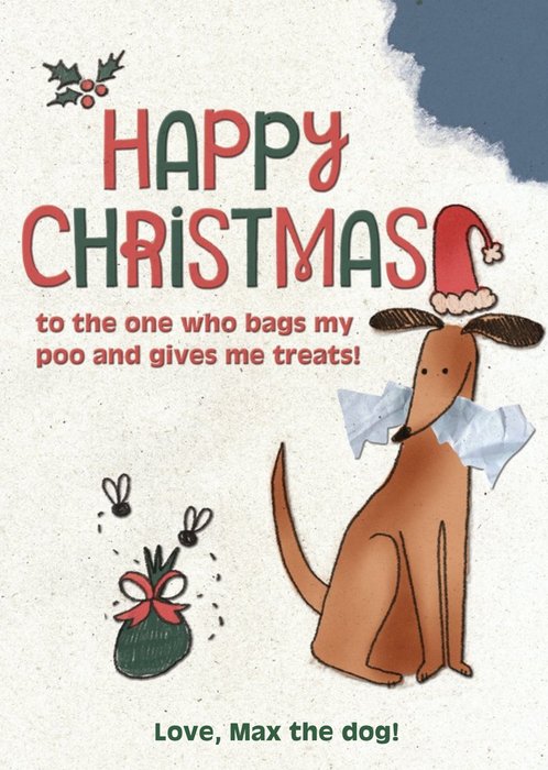 Love The Dog Funny Christmas Card