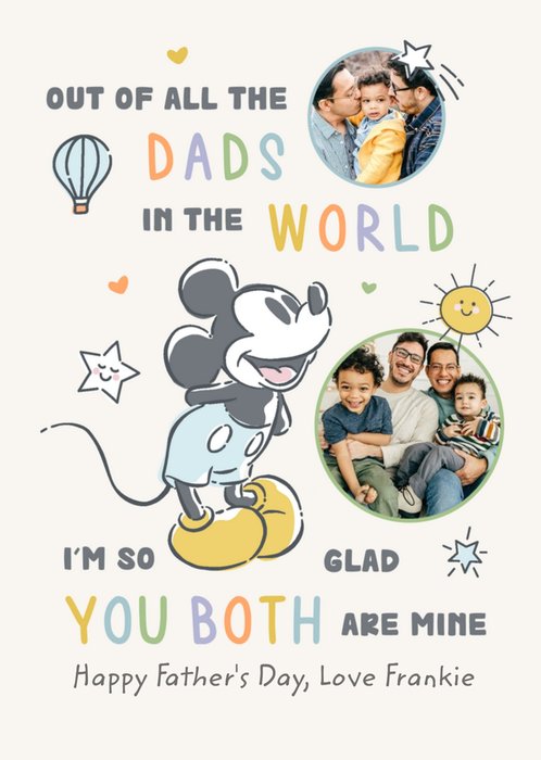 Disney Mickey Mouse 2 Dads Photo Upload Father's Day Card
