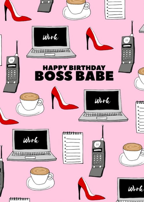 Illustration Happy Birthday Boss Babe Card