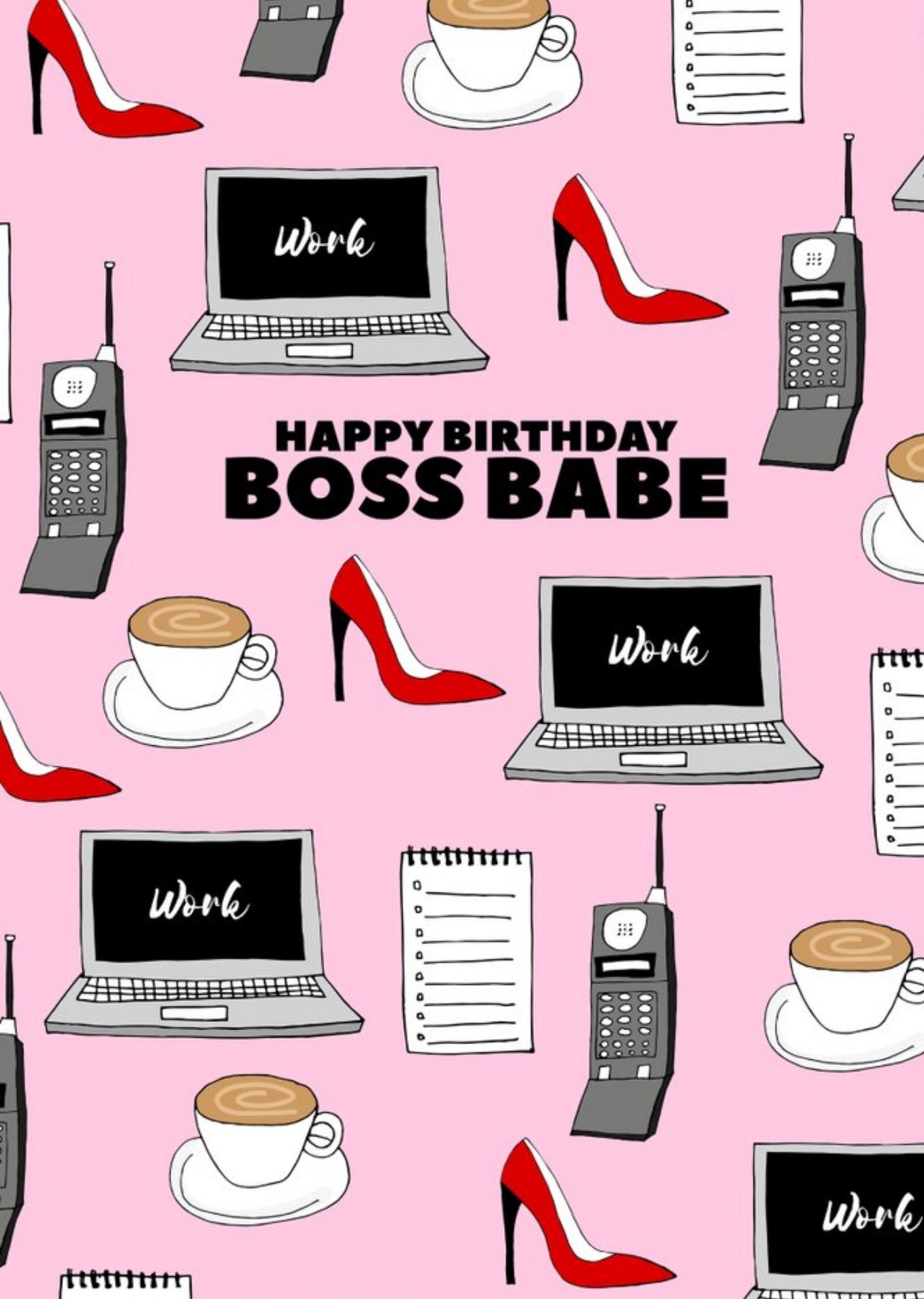 Moonpig Illustration Happy Birthday Boss Babe Card, Large