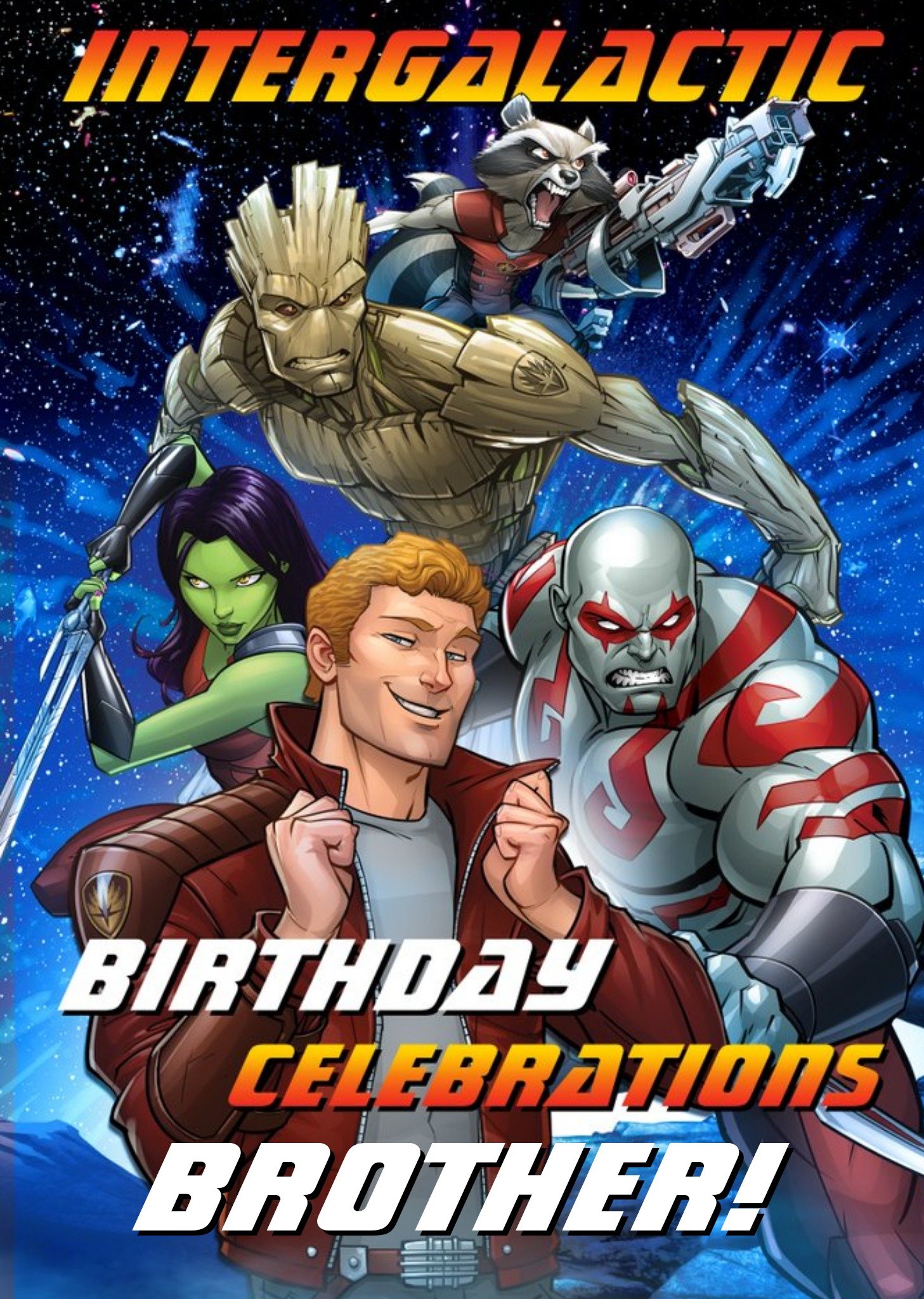 Marvel Guardians Evergreen Intergalactic Brother Birthday Card Ecard