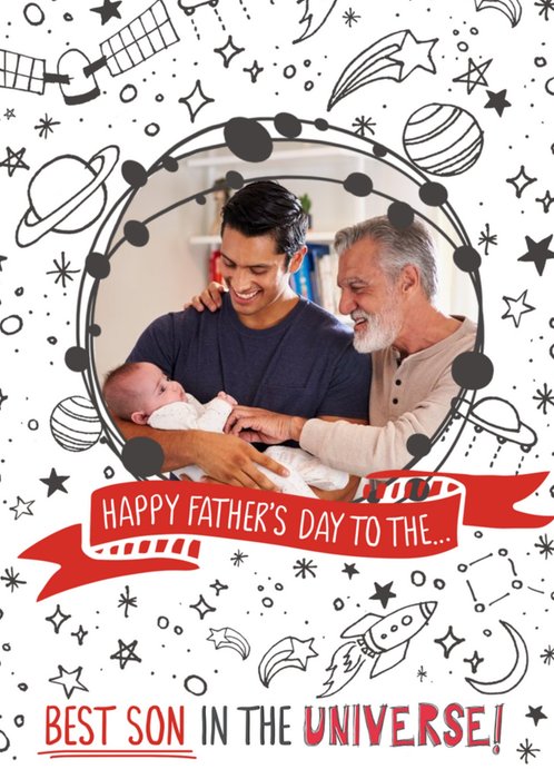 Best son In The Universe Photo Upload Father's Day Card