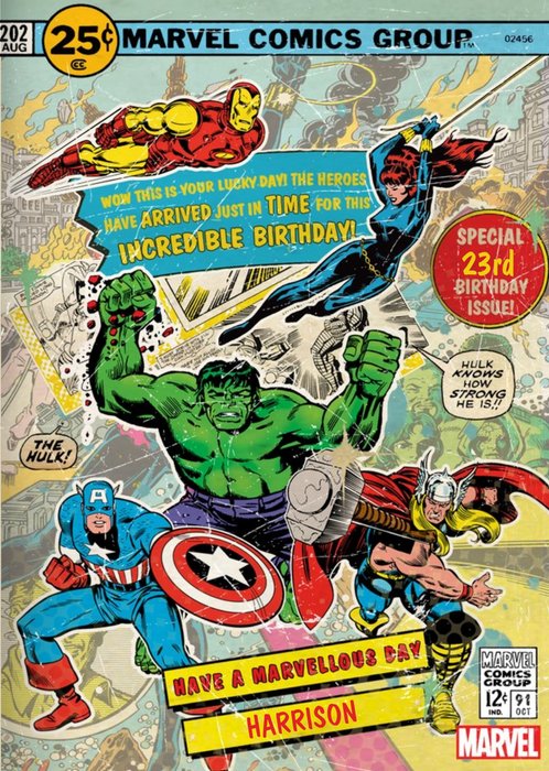 Vintage Avengers Birthday Card
