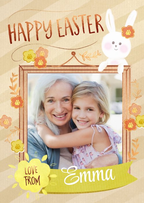 Illustrated Photo Frame Happy Easter Photo Upload Card