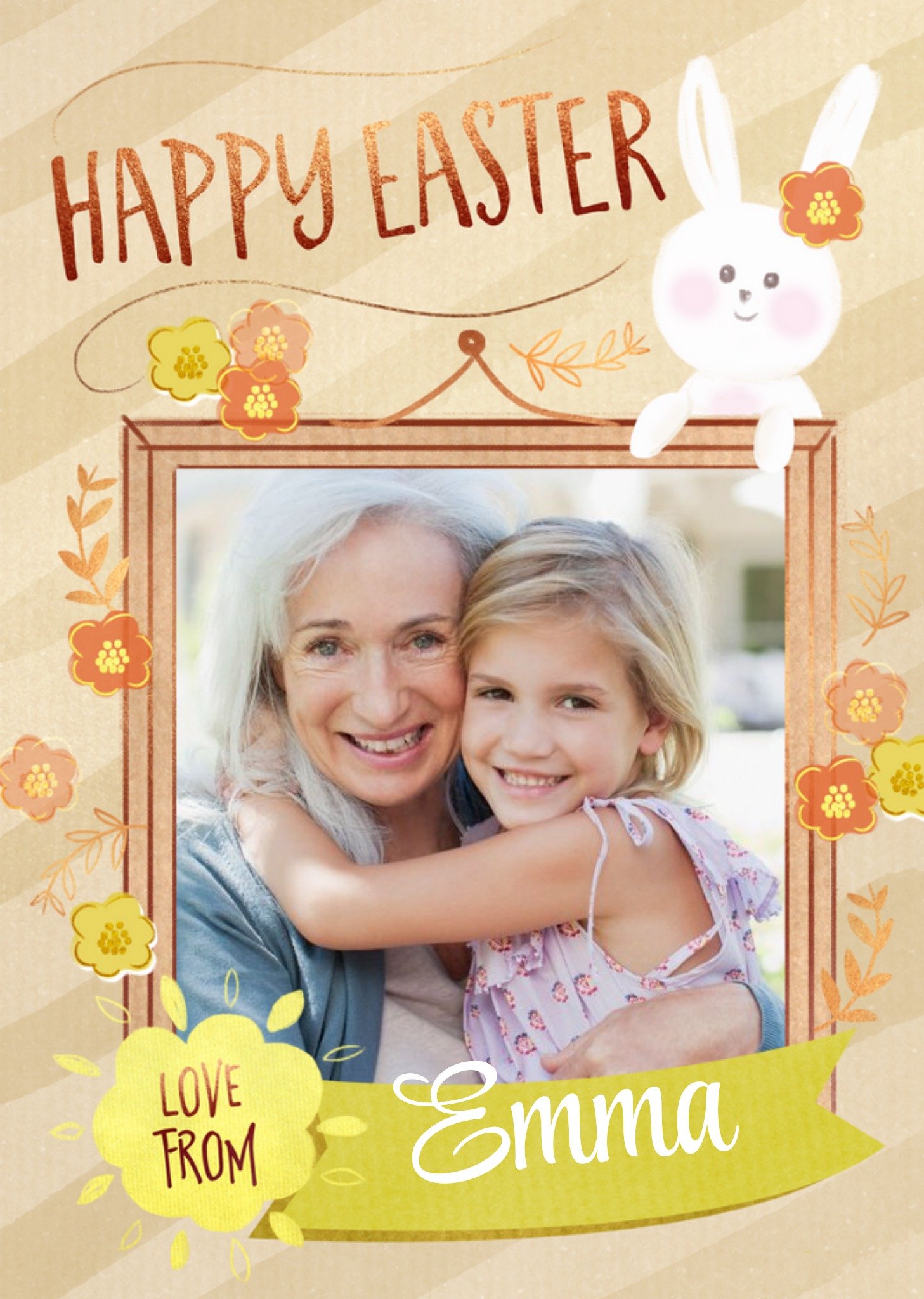 Moonpig Illustrated Photo Frame Happy Easter Photo Upload Card, Large