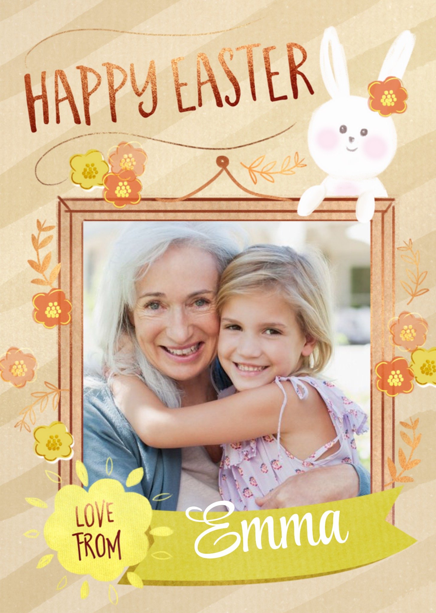 Illustrated Photo Frame Happy Easter Photo Upload Card Ecard