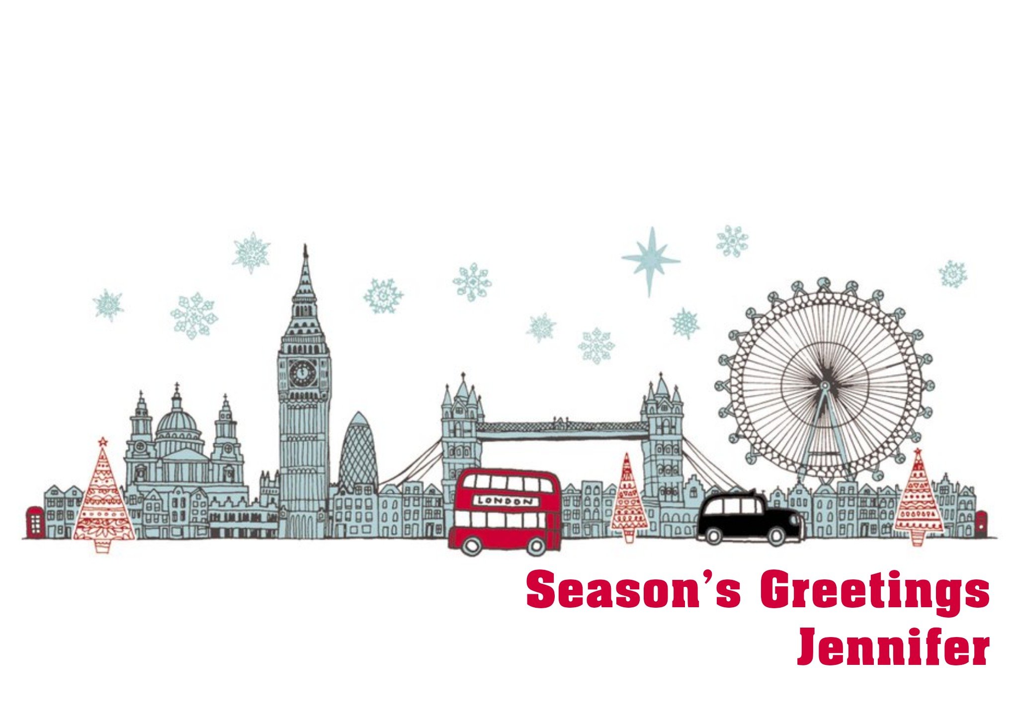 Almanac Gallery Personalised London Scene Christmas Card Ecard