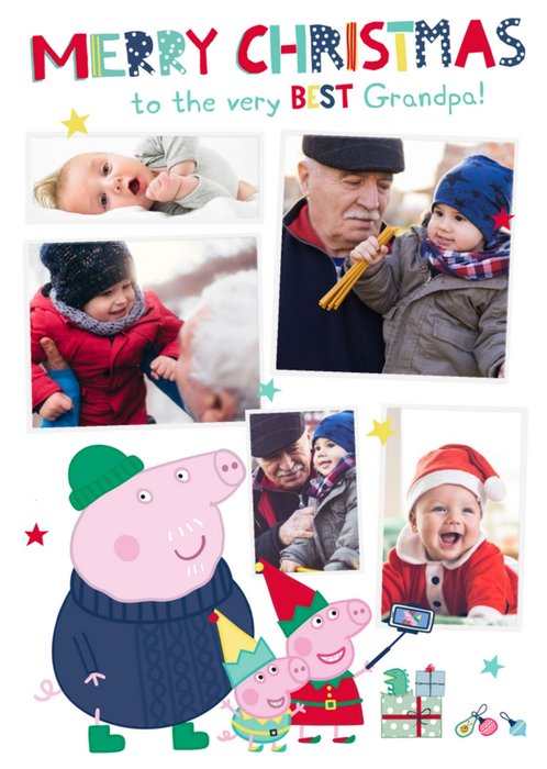 Peppa Pig Best Grandpa Photo Upload Christmas card