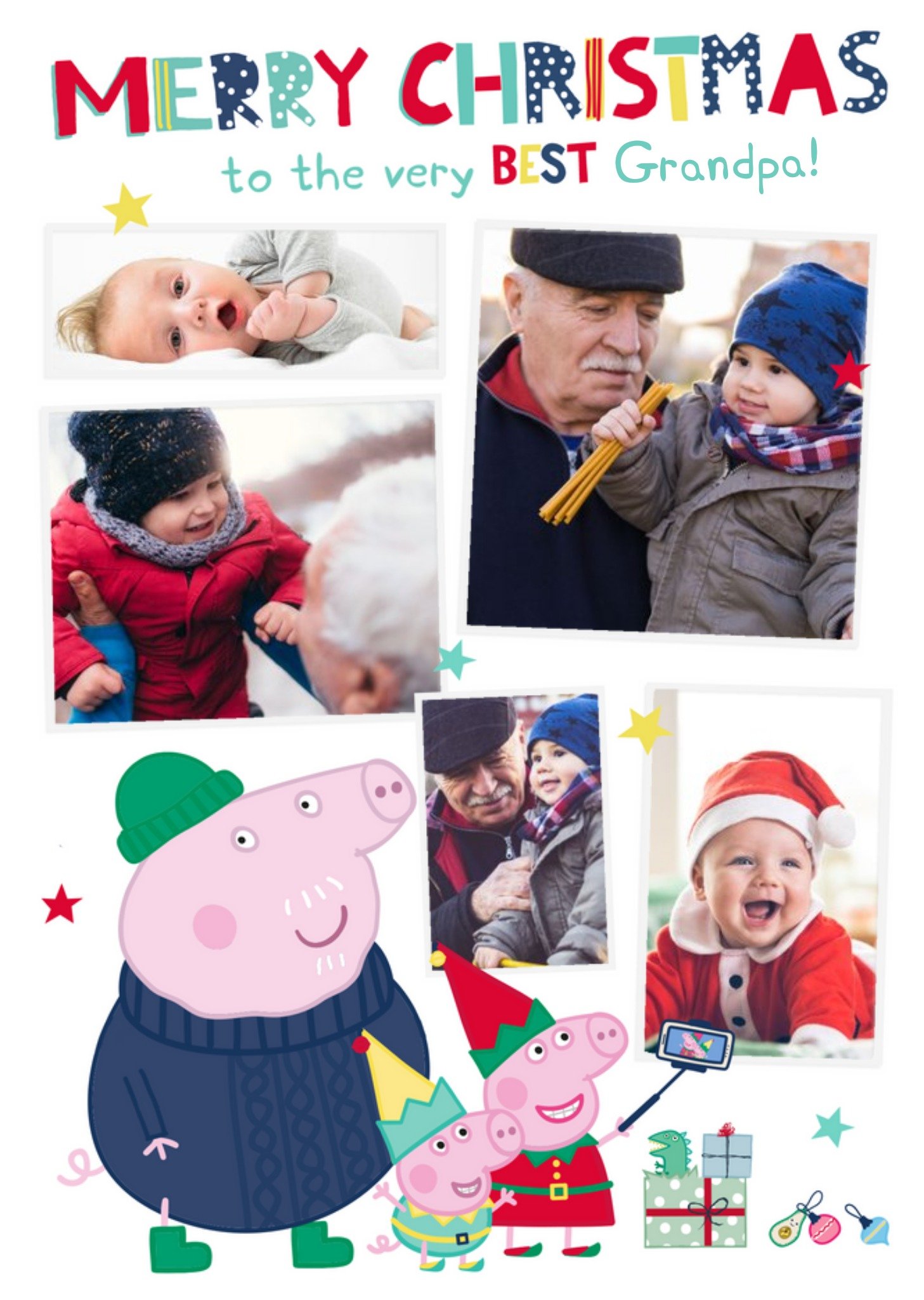 Peppa Pig Best Grandpa Photo Upload Christmas Card, Large