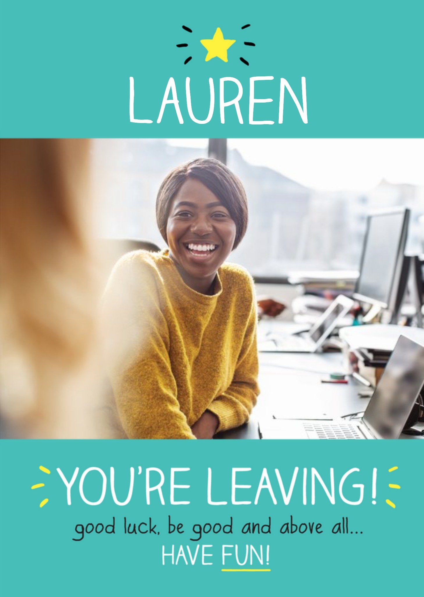 Happy Jackson Typographic Photo Upload You're Leaving Have Fun Card Ecard