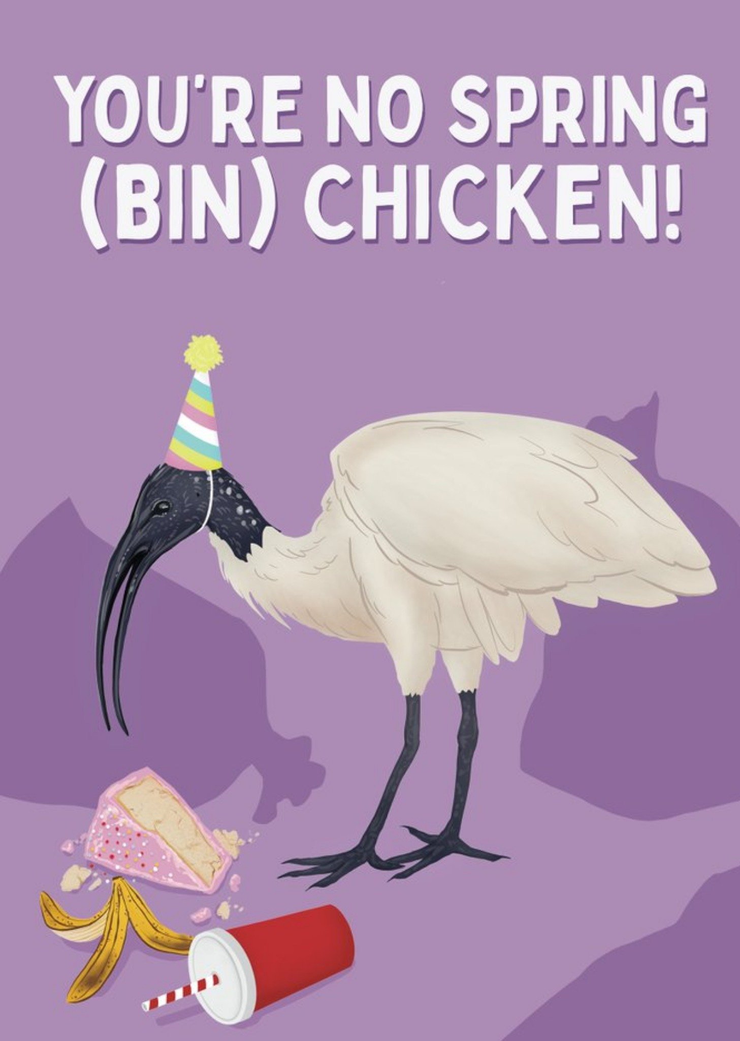 Illustration Of A Bin Chicken Feasting On Cake Birthday Card Ecard