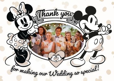Mickey Mouse Wedding Day Photo Upload Thank You Postcard