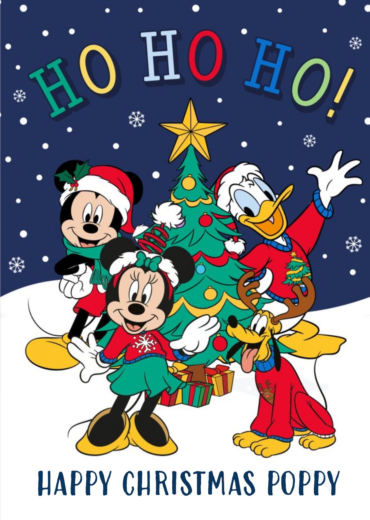 Mickey Mouse Disney Mickey, Minnie & Friends Christmas Card Ho Ho Ho, Large