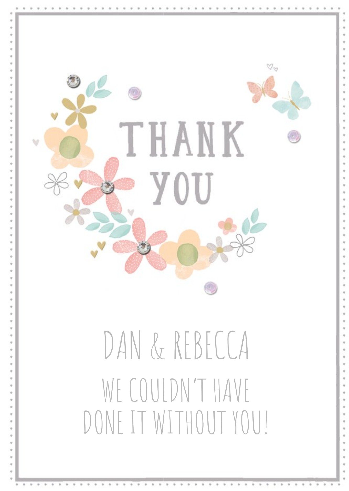Moonpig Floral Illustration On A White Background Wedding Thank You Card, Large