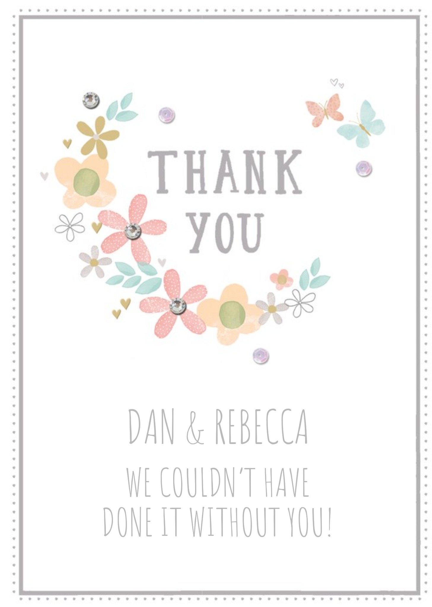 Floral Illustration On A White Background Wedding Thank You Card