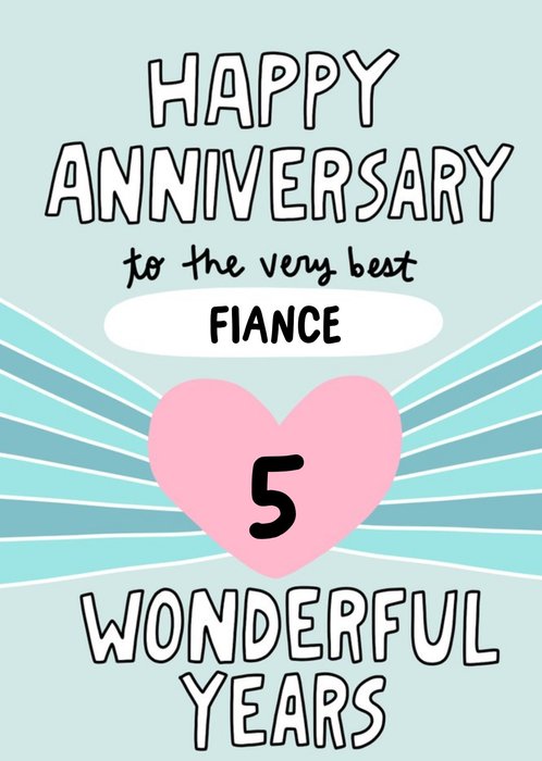 Angela Chick - Bright Colourful Happy 5th Anniversary To The Very Best Fiance Photo Upload Card