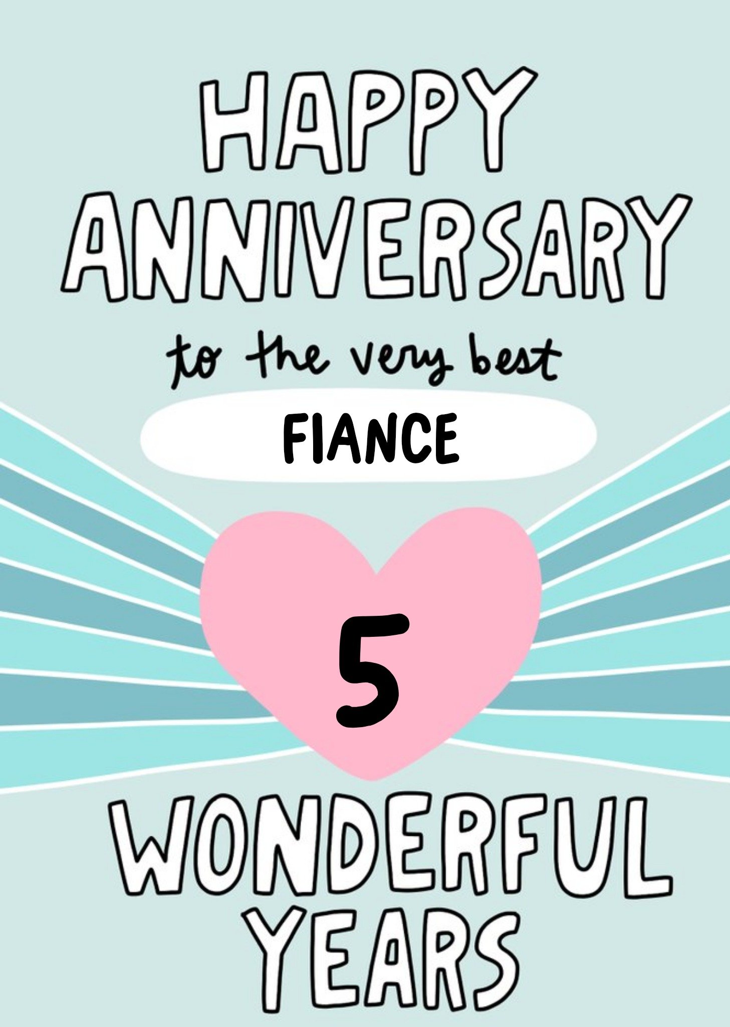 Angela Chick - Bright Colourful Happy 5th Anniversary To the Very Best Fiance Photo Upload Card Ecard