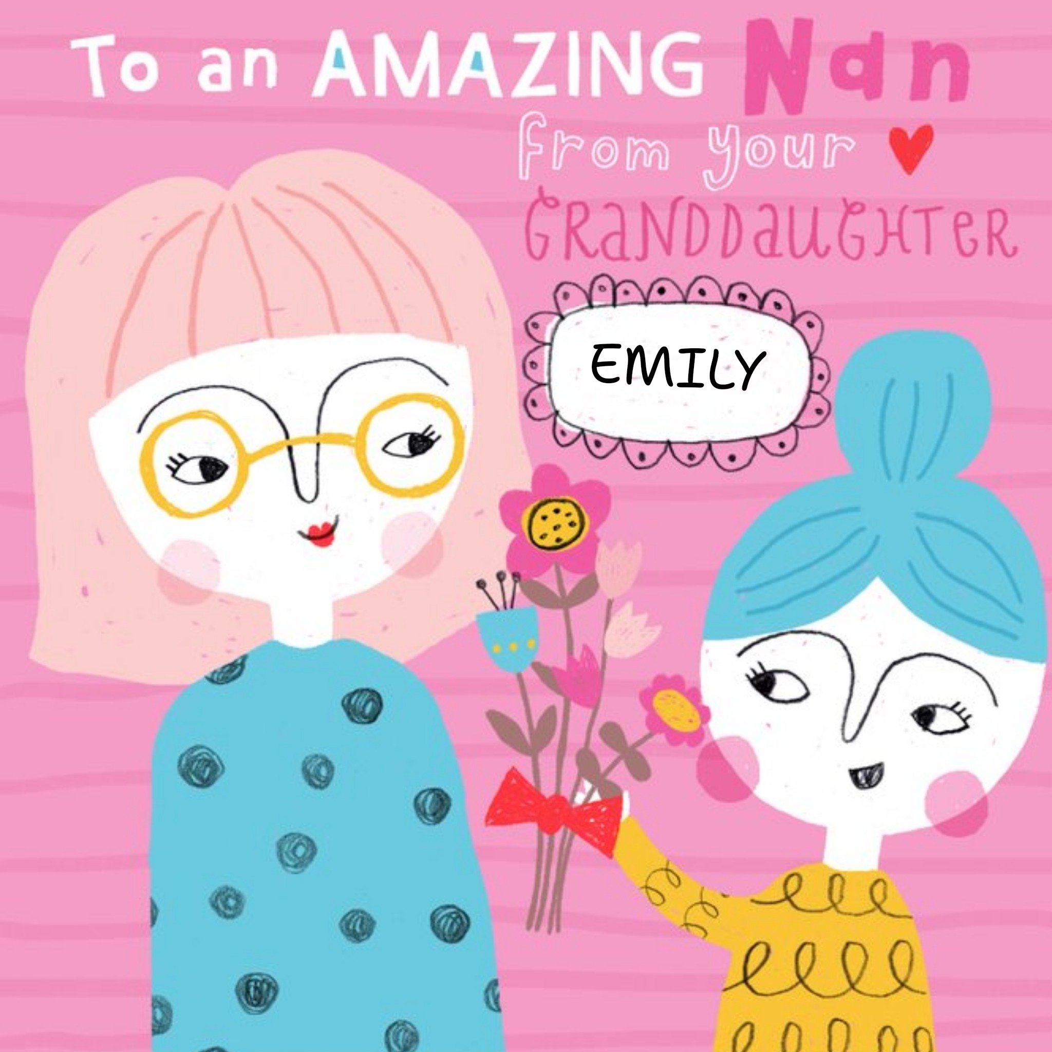 Mother's Day Card Amazing Nan Illustration, Square