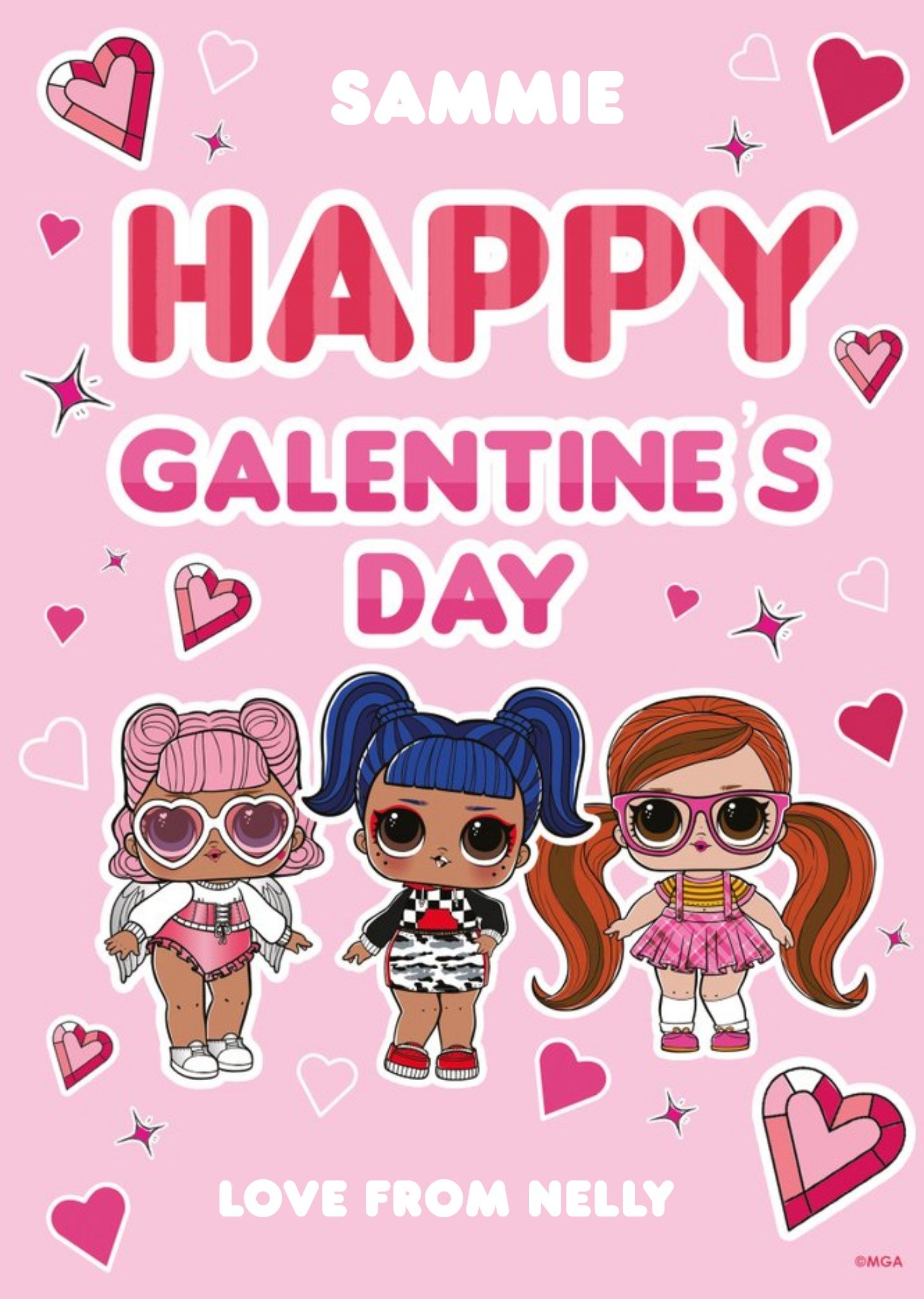 Moonpig Lol Surprise Happy Valentines Galentines Day Personalised Card, Large