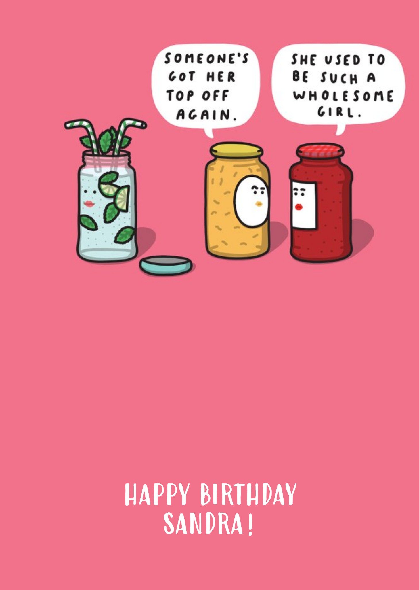 Moonpig Funny Jars And Cocktail Birthday Card - Top - Wholesome Girl Ecard
