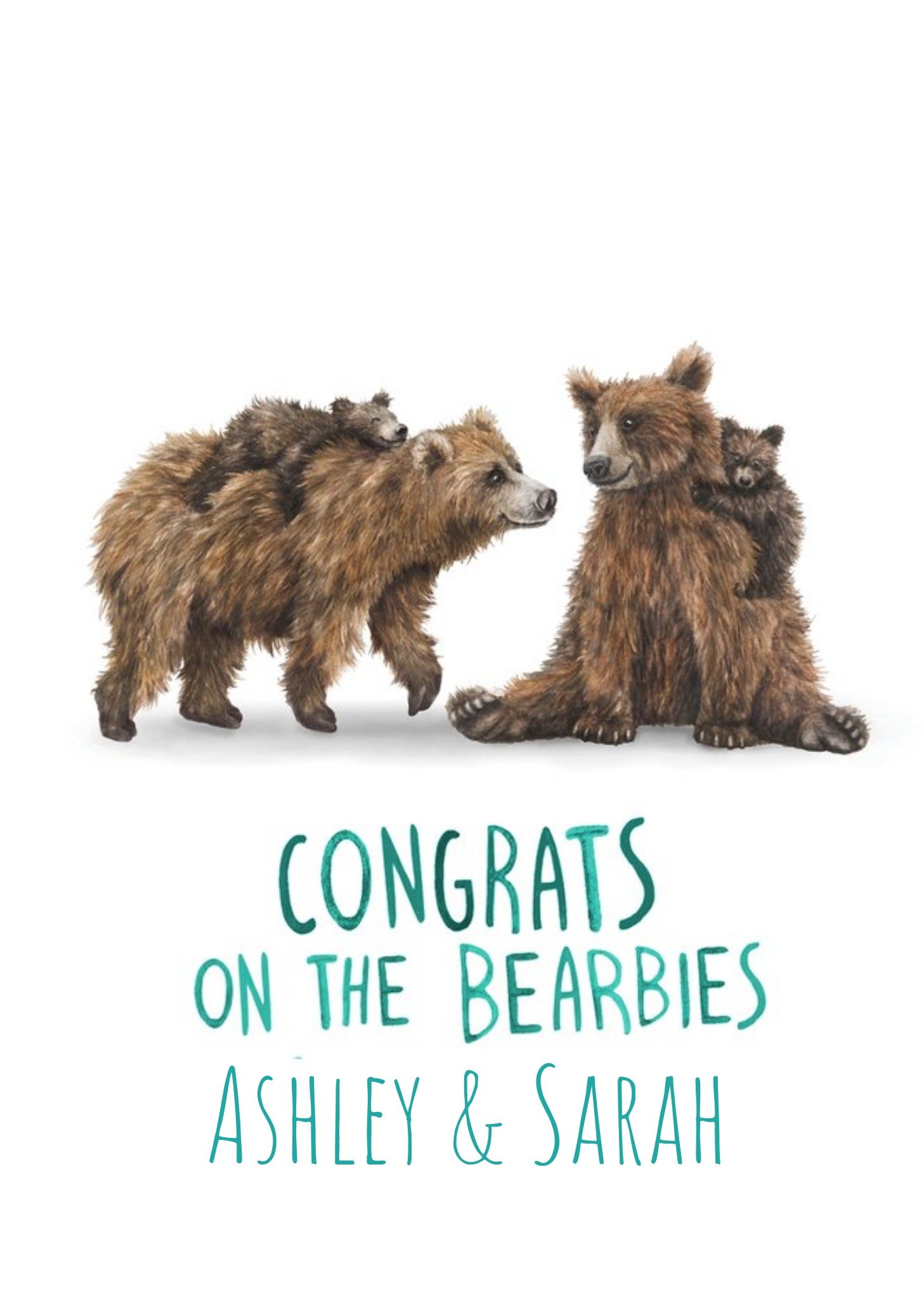Moonpig Cute Illustrated Bears And Bear Cubs Congratulations Card, Large
