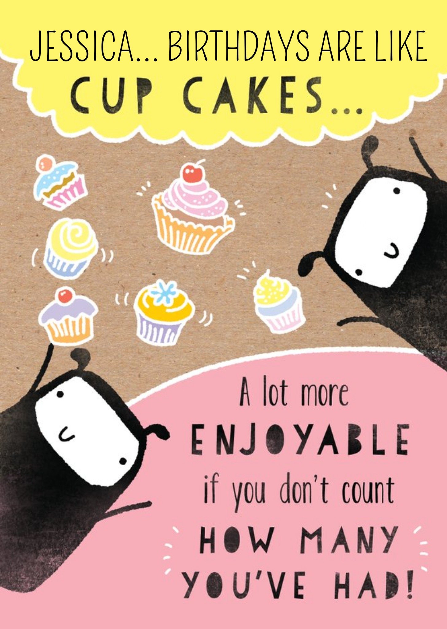 Moonpig Birthdays Are Like Cupcakes Personalised Name Card Ecard