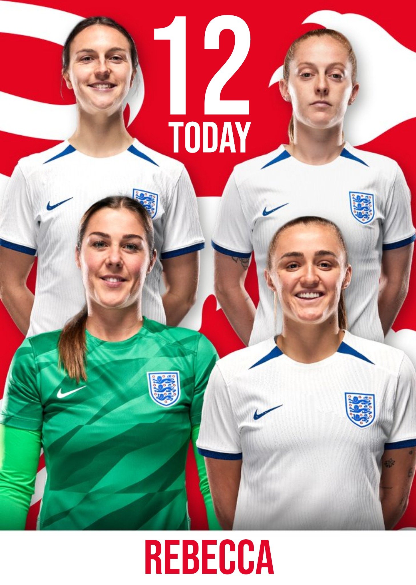 England Lionesses Football Personalise Age Birthday Card Ecard