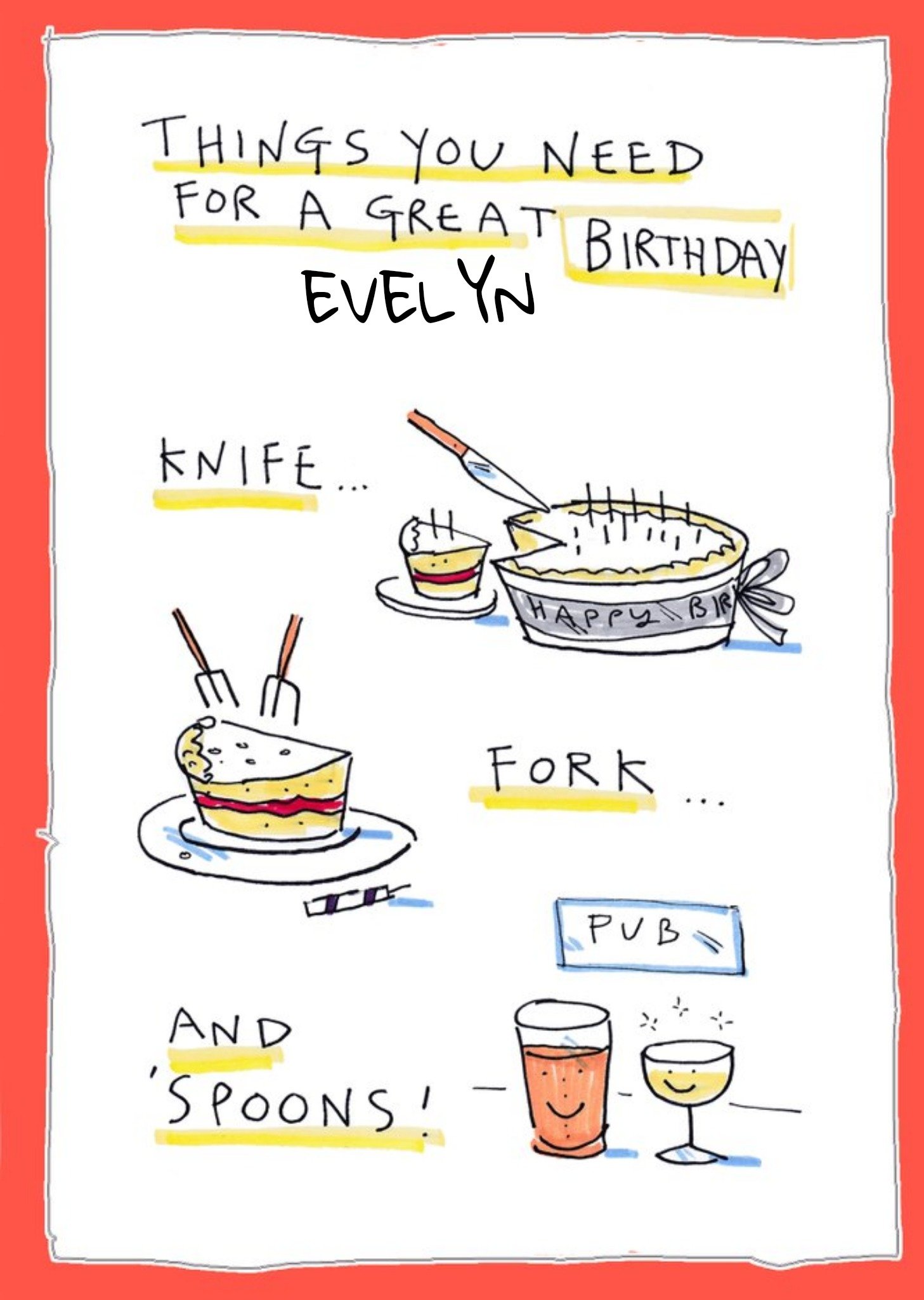 Funny Birthday Card - Great Birthday - Cake And Pub