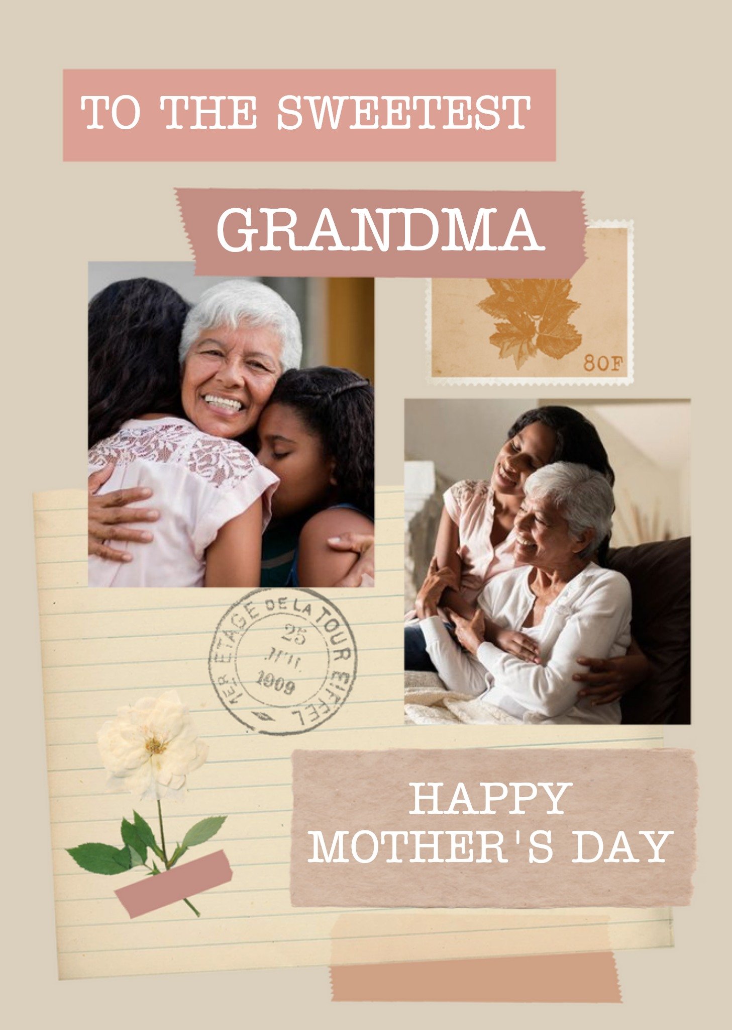 Moonpig To The Sweetest Grandma Instant Photo Personalised Mother's Day Card Ecard