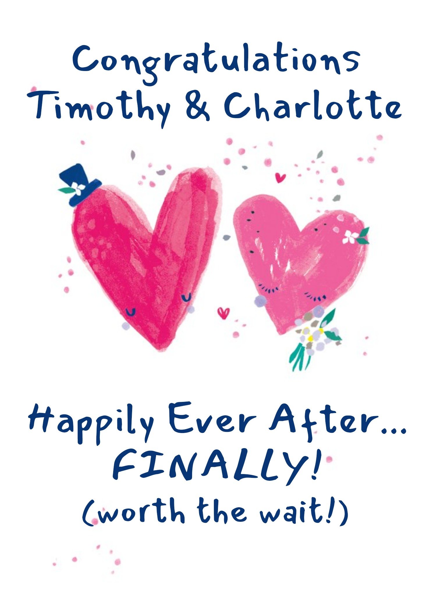 Moonpig Hotchpotch Illustrated Love Hearts Customisable Wedding Congratulations Card Ecard
